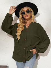 Fluffy Button Loose Coat Casual Jacket Outerwear Women's Clothing