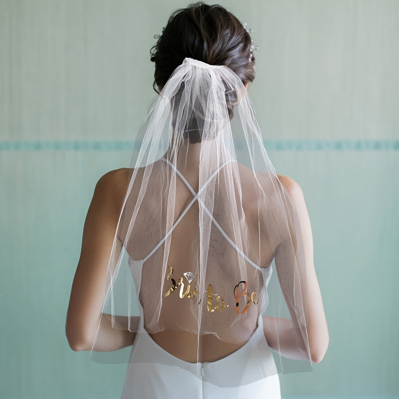 Bride to Be Single Layer Lace Bridal Veil Headpiece