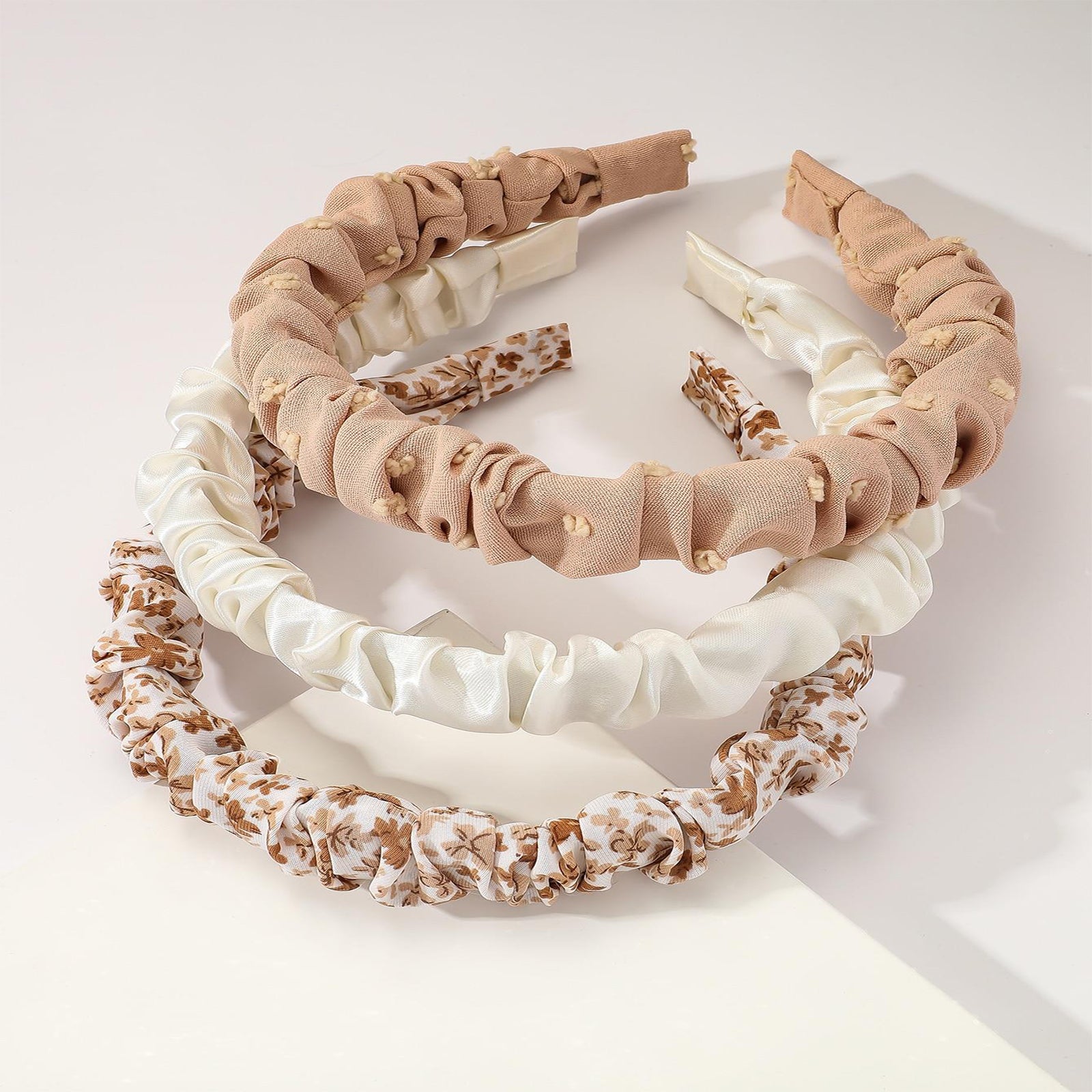 3pcs Ditsy Floral Print Ruffle Headband Set