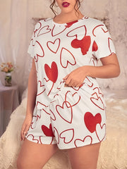 Heart Print Tee & Shorts Set