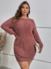 Casual Sweater Dress Women's Long Sleeve Solid Round Neck