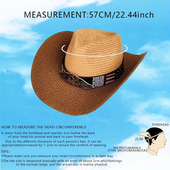 Casual Two Tone Straw Hat With Small Wings Pentagram