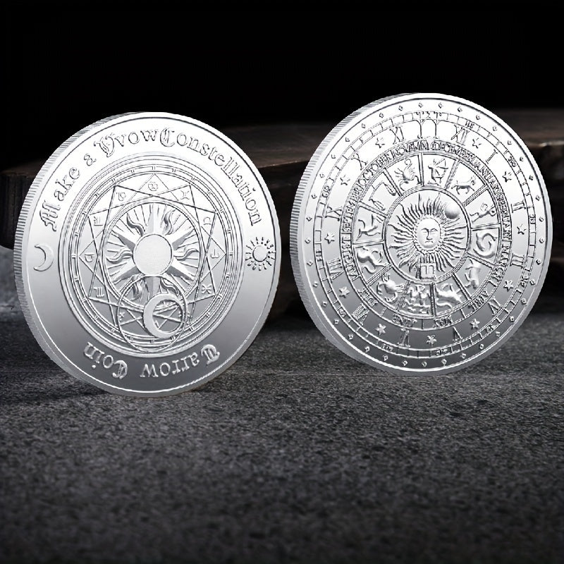 1pc Tarot Wish Coin Zodiac Lucky Coin Christmas Halloween Year's Gift