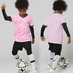 Boys Geometric Pattern Tracksuits Set Football Jersey & Shorts