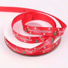 Christmas Gift Wrapping Silk Ribbon Christmas Tree Pattern Red Ribbon