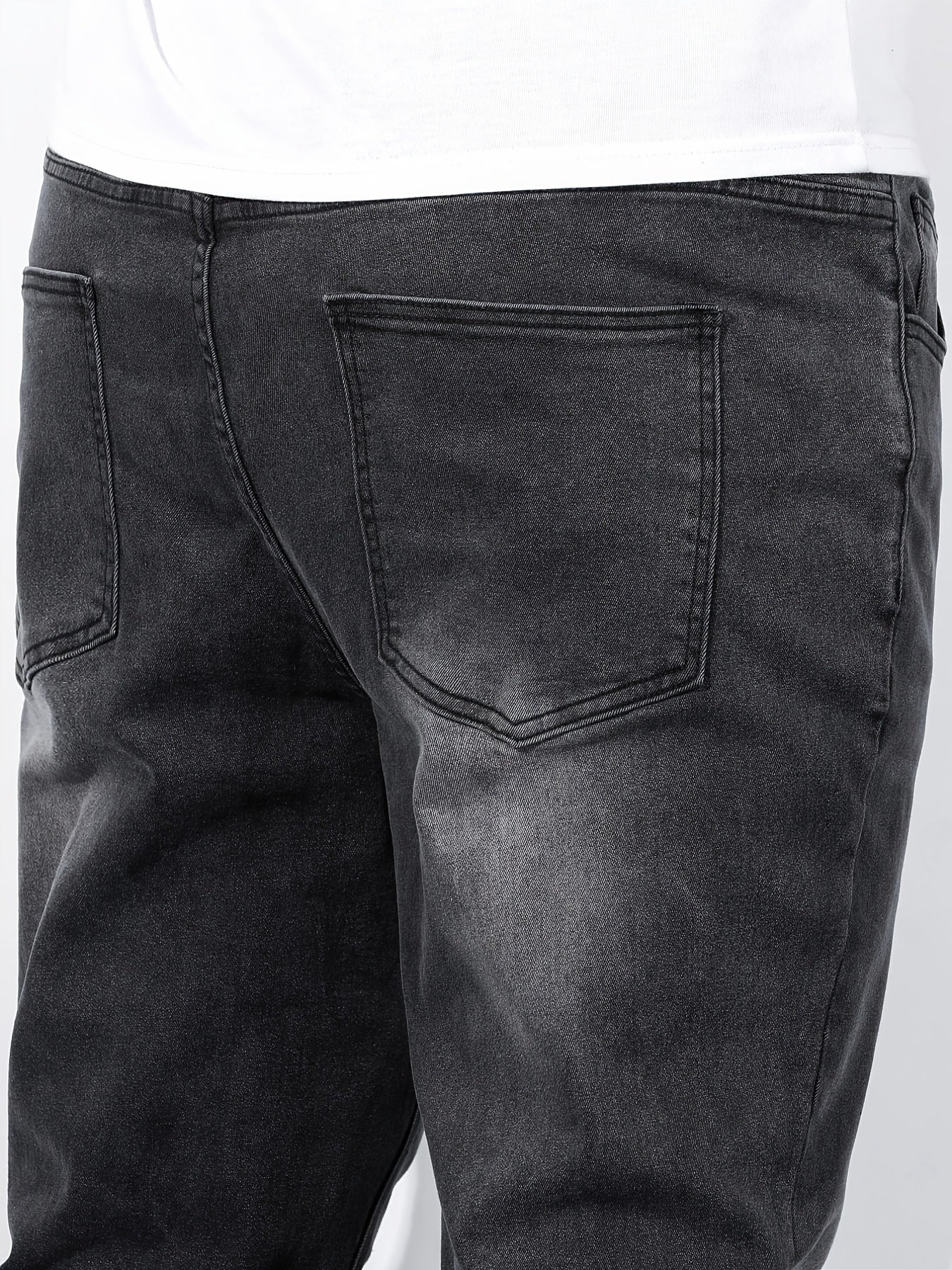 Men's Washed Cotton Slim Fit Mid Stretch Jeans