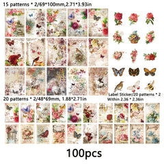 100pcs Decorative Paper & Sticker Set for DIY Crafts, Scrapbooking, Gift Wrap