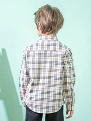 Boys Letter Print Plaid Shirts Button Down Tops Spring Fall Outwear Jacket
