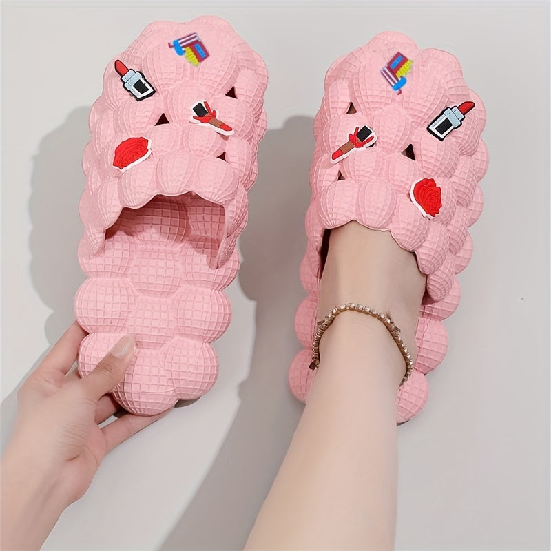 Women's Bubble Slides with Cartoon Charms Indoor & Outdoor Slides