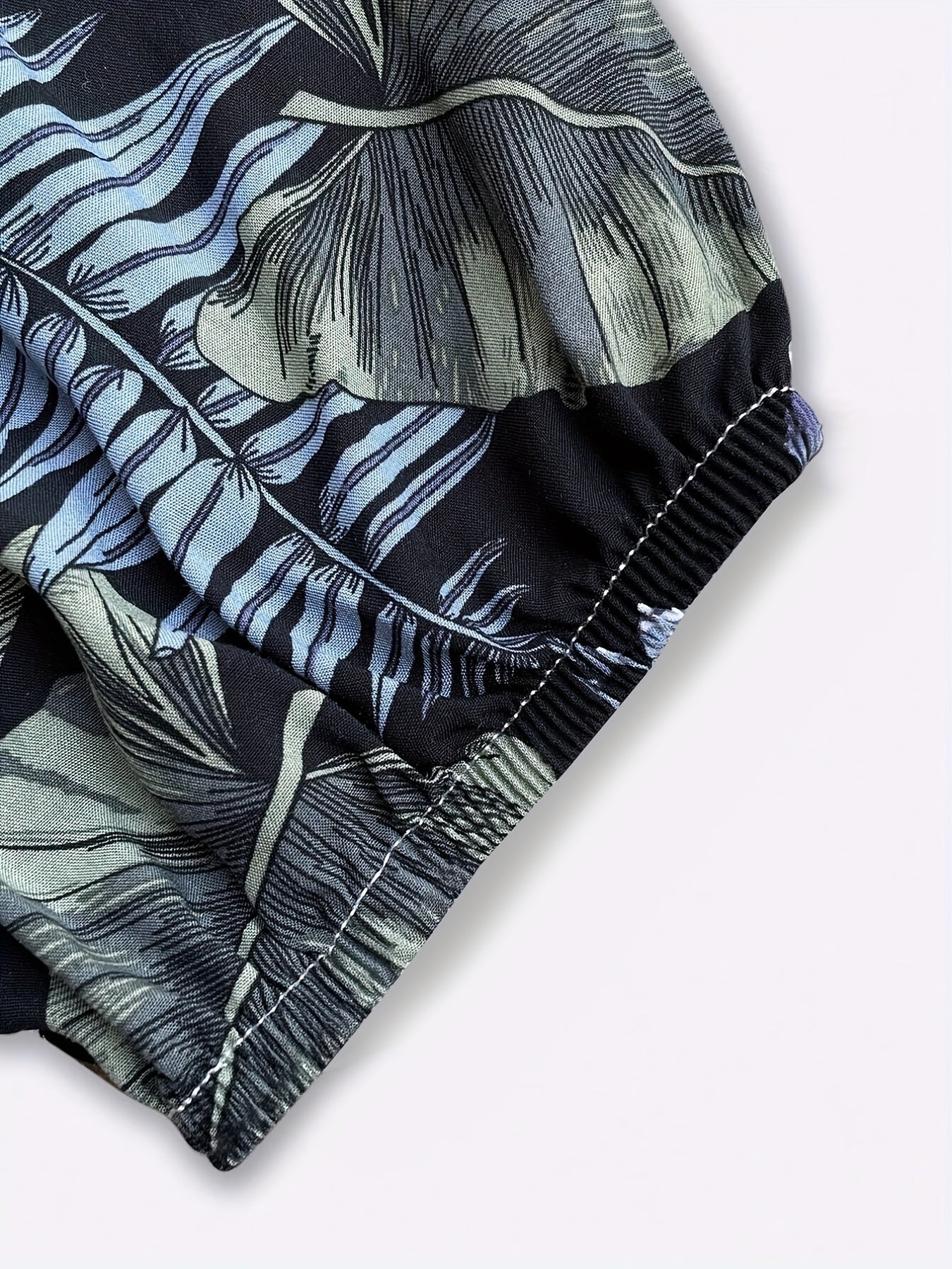 Plant Print Elastic Waist Baggy Pants for Women