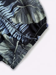 Plant Print Elastic Waist Baggy Pants for Women