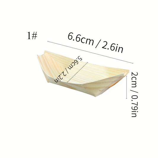 50pcs Compostable Biodegradable Wood Boat Plates for Parties