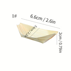 50pcs Compostable Biodegradable Wood Boat Plates for Parties