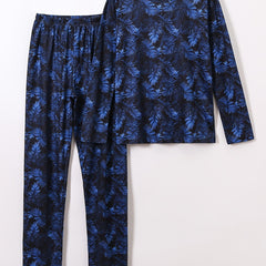 Boys Pajamas Family Outfit Leaf Print Top & Pants Set Kids Clothes