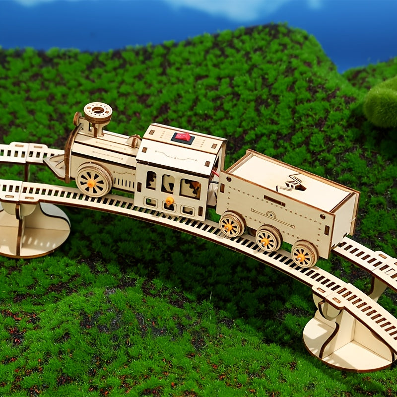 DIY Wooden 3D Train Puzzle - Educational and Stress Relieving Toy