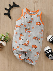 Baby Boys Fox Print Sleeveless Romper Jumpsuit