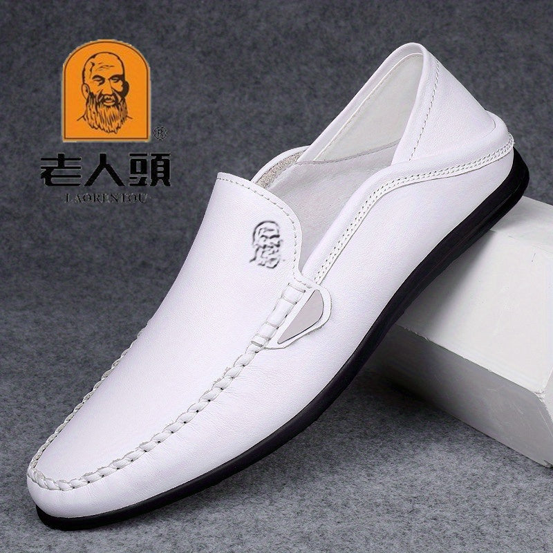LAORENTOU Men's Leather Loafer Shoes Lightweight Non Slip Casual Shoes