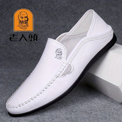 LAORENTOU Men's Leather Loafer Shoes Lightweight Non Slip Casual Shoes