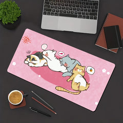 Pink Cat Large Mouse Pad Non Slip Office Desk Mat