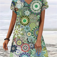 Short Sleeve V Neck Tee Dress