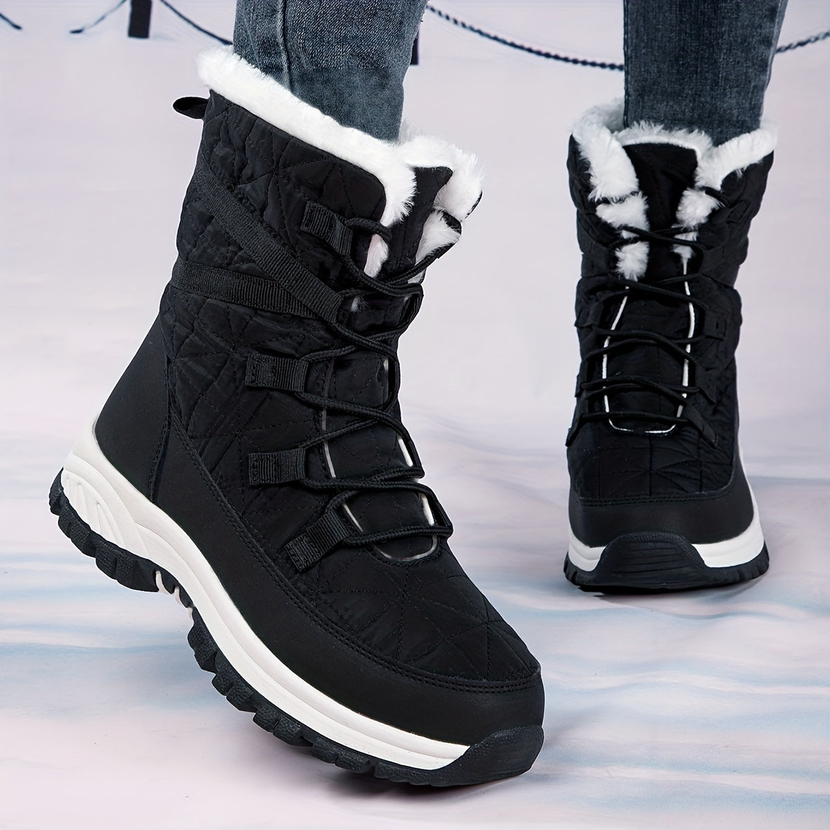 Women's Waterproof Snow Boots Warm High Tube Hiking Boots