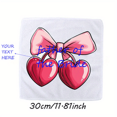 Personalized Wedding Handkerchief with Pink Bow & Heart