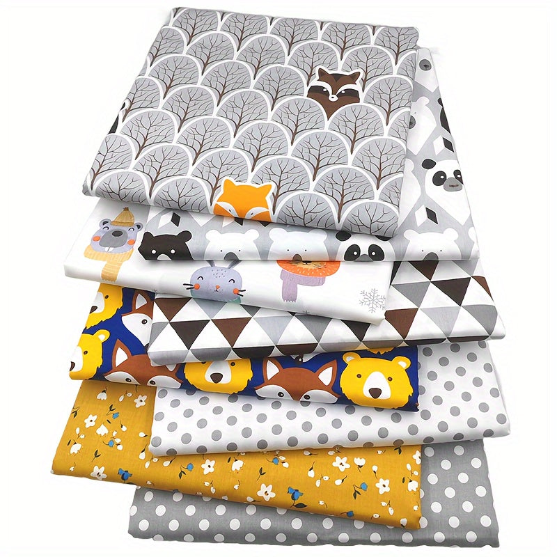 8pcs Animal Fat Quarters Fabric Bundles Cat Dog Pattern Cotton Fabric Squares