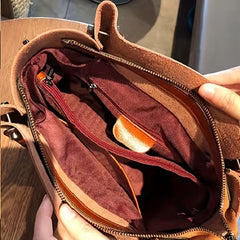 Classic Vintage Leather Tote Bag Solid Crossbody Bag Women's Office & Work Purse