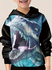 Girls Boys 3D Dino Print Hoodies Comfy Hooded Sweatshirt