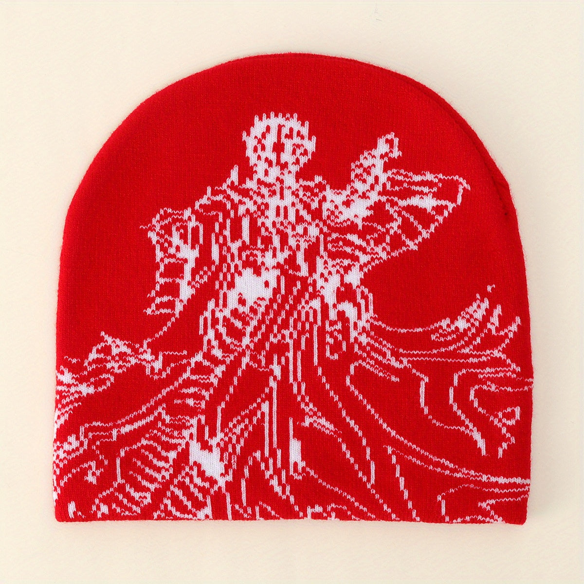 Anime Jacquard Beanie Elastic Knit Hat Hip Hop Warm Skull Cap Soft Y2K