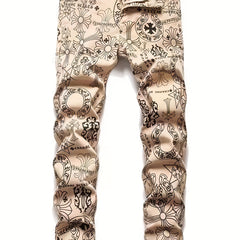 Men's Nostalgia Straight Jeans Splicing Vintage Street Jeans