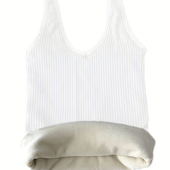 Plush Lined Thermal Underwear Top V Neck Tank