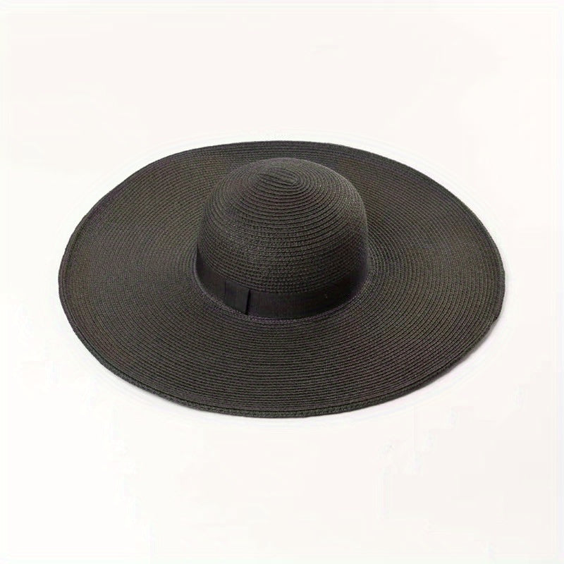 Women's Wide Brim Straw Sun Hat Vintage Beach Travel Floppy