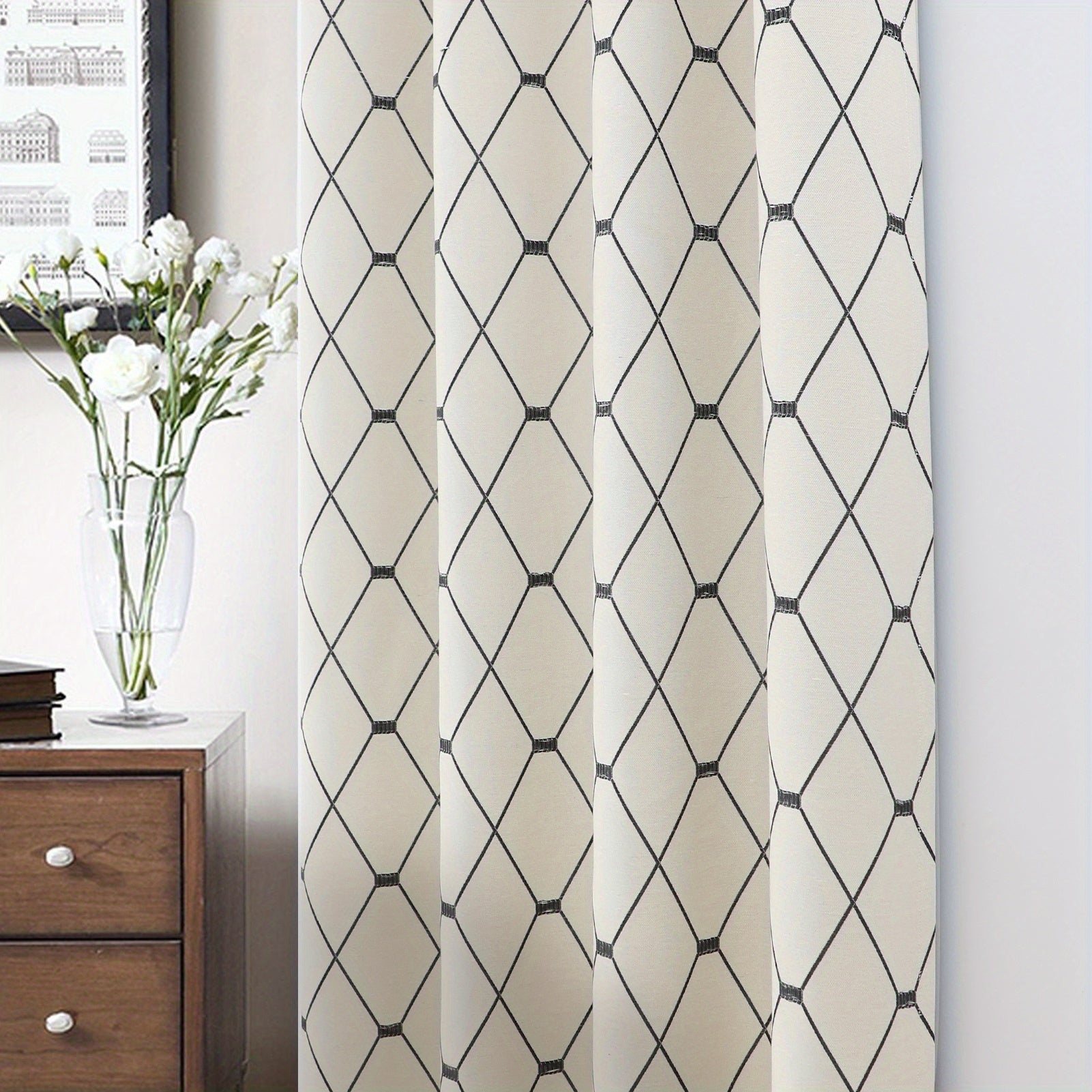 Wave Print Curtains Energy Saving Thermal Insulated Soundproof Curtains