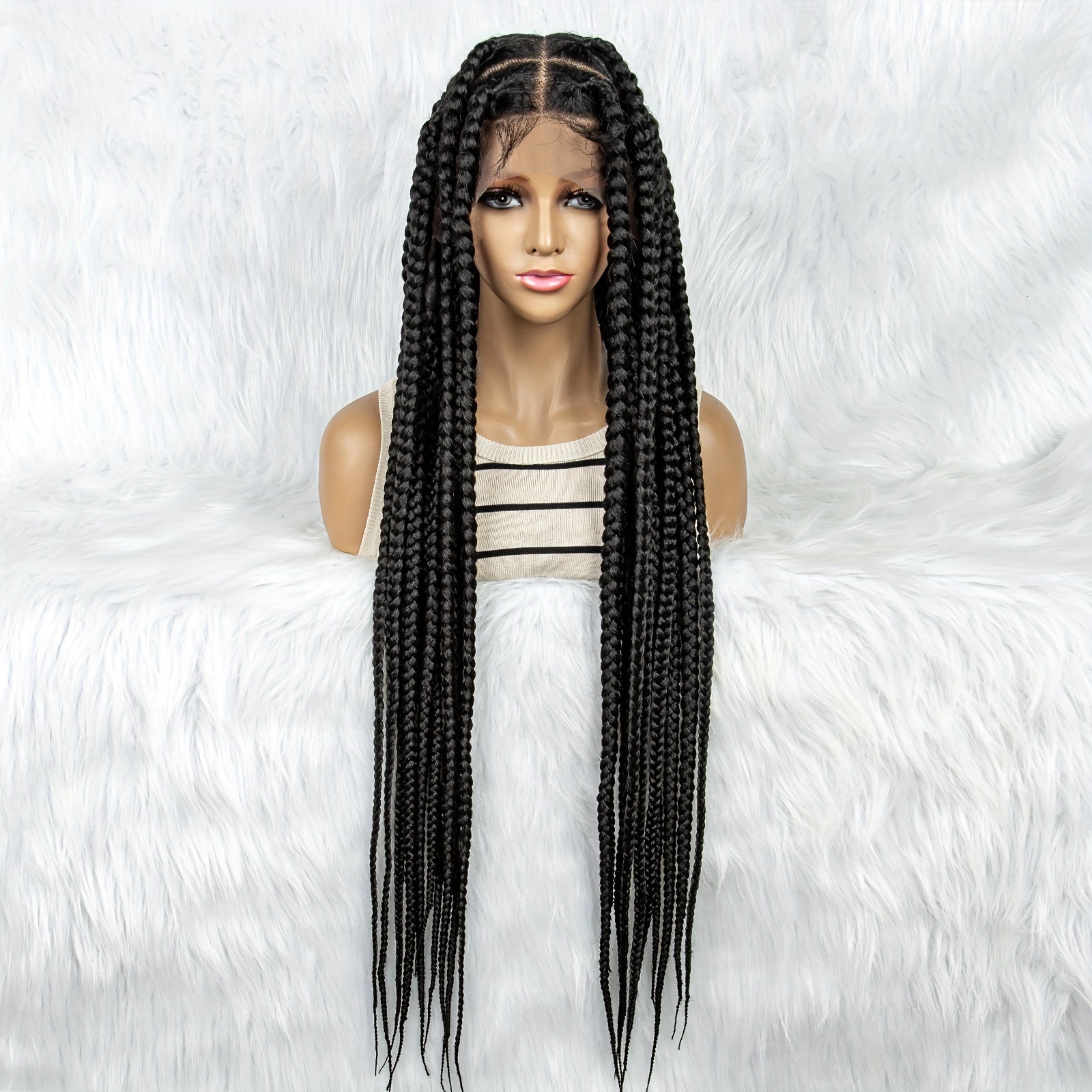 Full Lace Fiber Braid Wigs Long Box Braid Wig Synthetic Fiber Lace Front