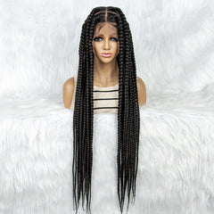 Full Lace Fiber Braid Wigs Long Box Braid Wig Synthetic Fiber Lace Front