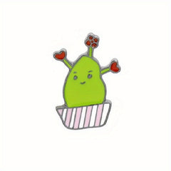 Green Plant Dripping Alloy Brooch Flower Grass Succulent Potted Badge