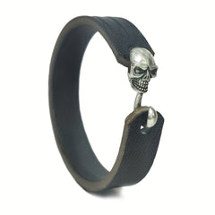 Men's Veg Tan Leather Bracelet with Skull Buckle