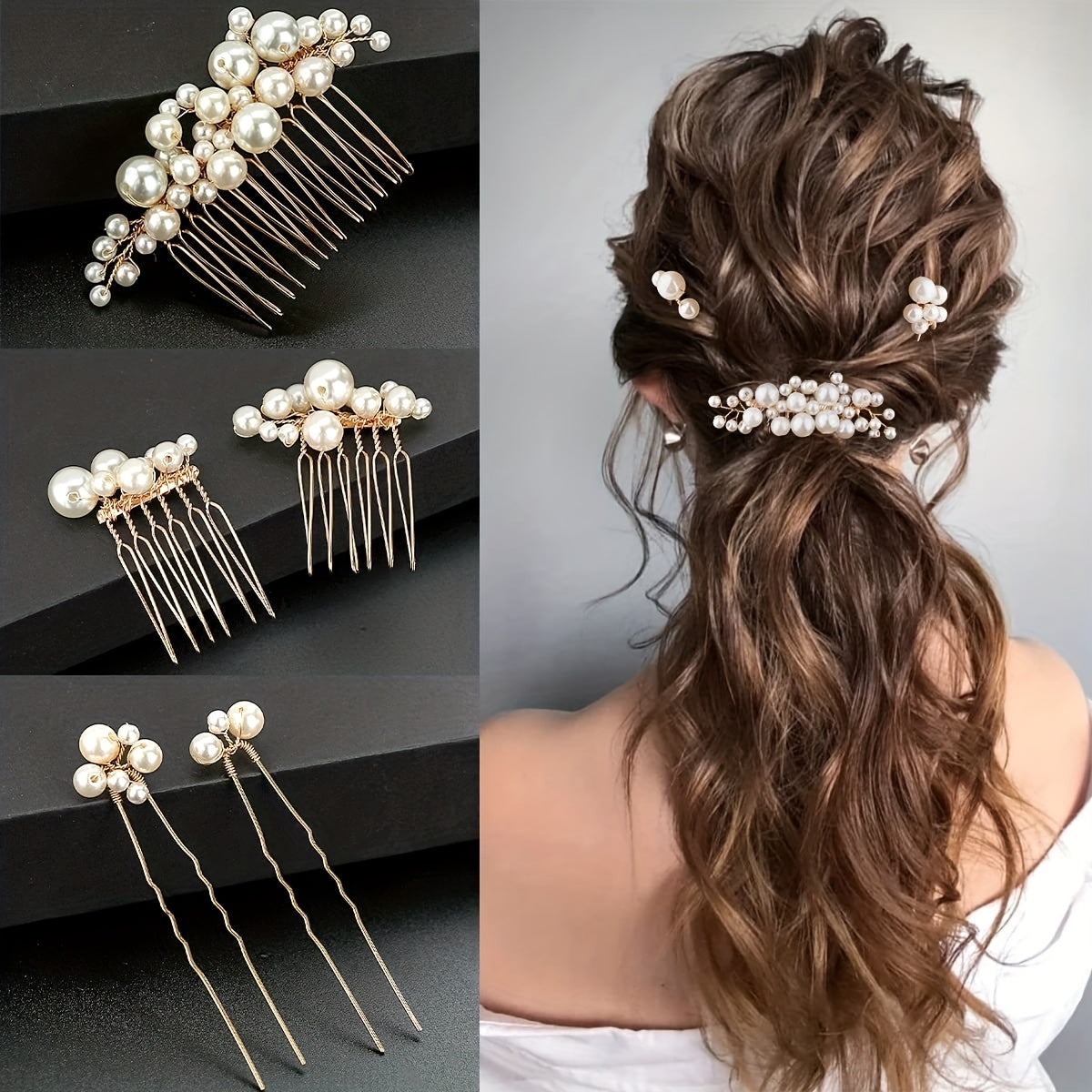 5pcs Bridal Pearls Hair Pins Hair Accessories For Brides