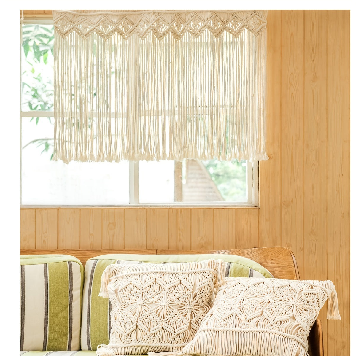 Boho Macrame Window Curtains for Kitchen Bathroom Bedroom