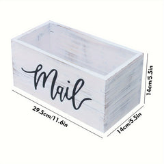 Retro Wooden Storage Box Mail Organizer