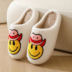 Men's Cozy Smiling Face House Slippers Winter Shoes