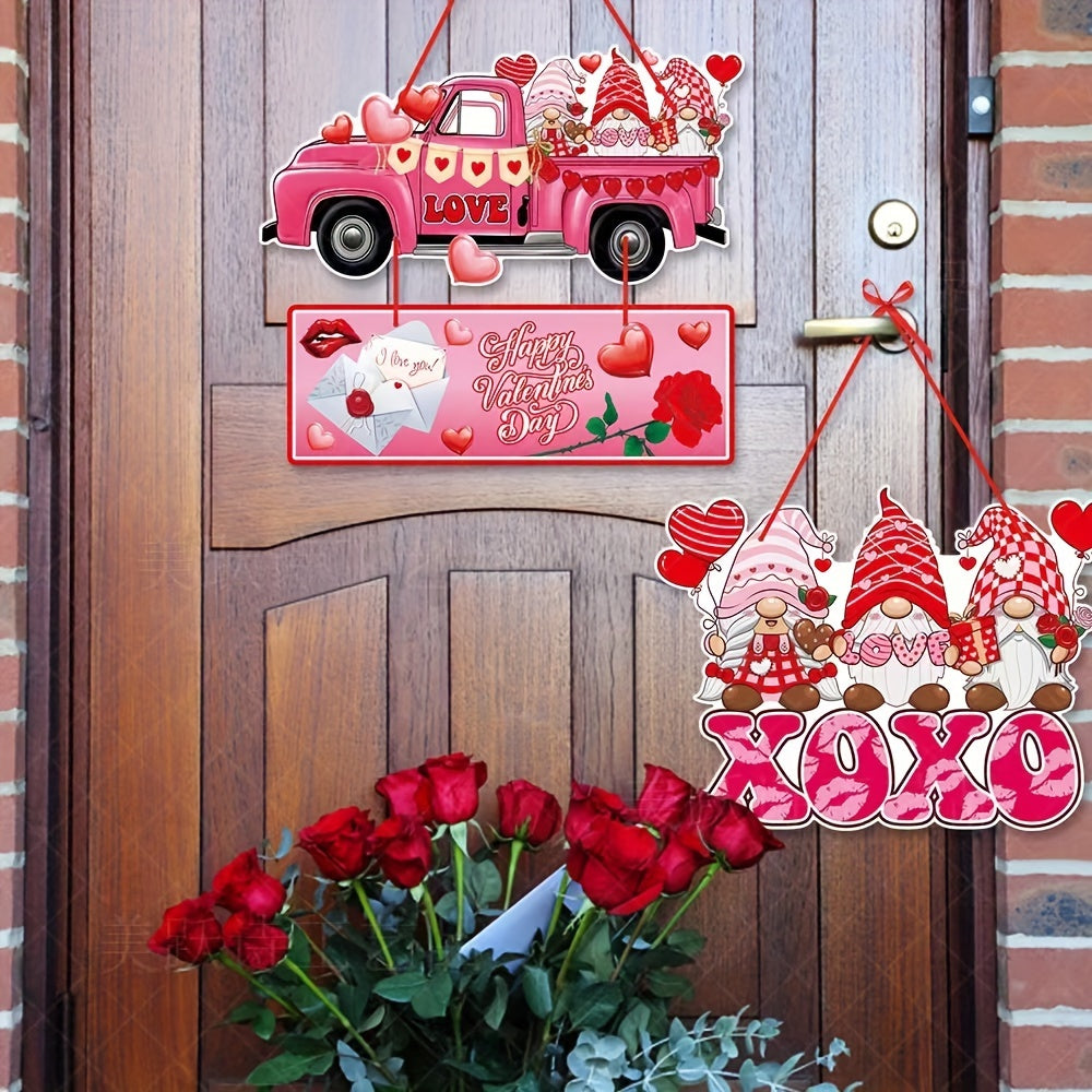 Happy Wooden Hanging Signs Truck Door Hanger Valentine Door Signs