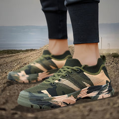 Men's Camo Woven Knit Sneakers Soft Sole Lace Up Shoes