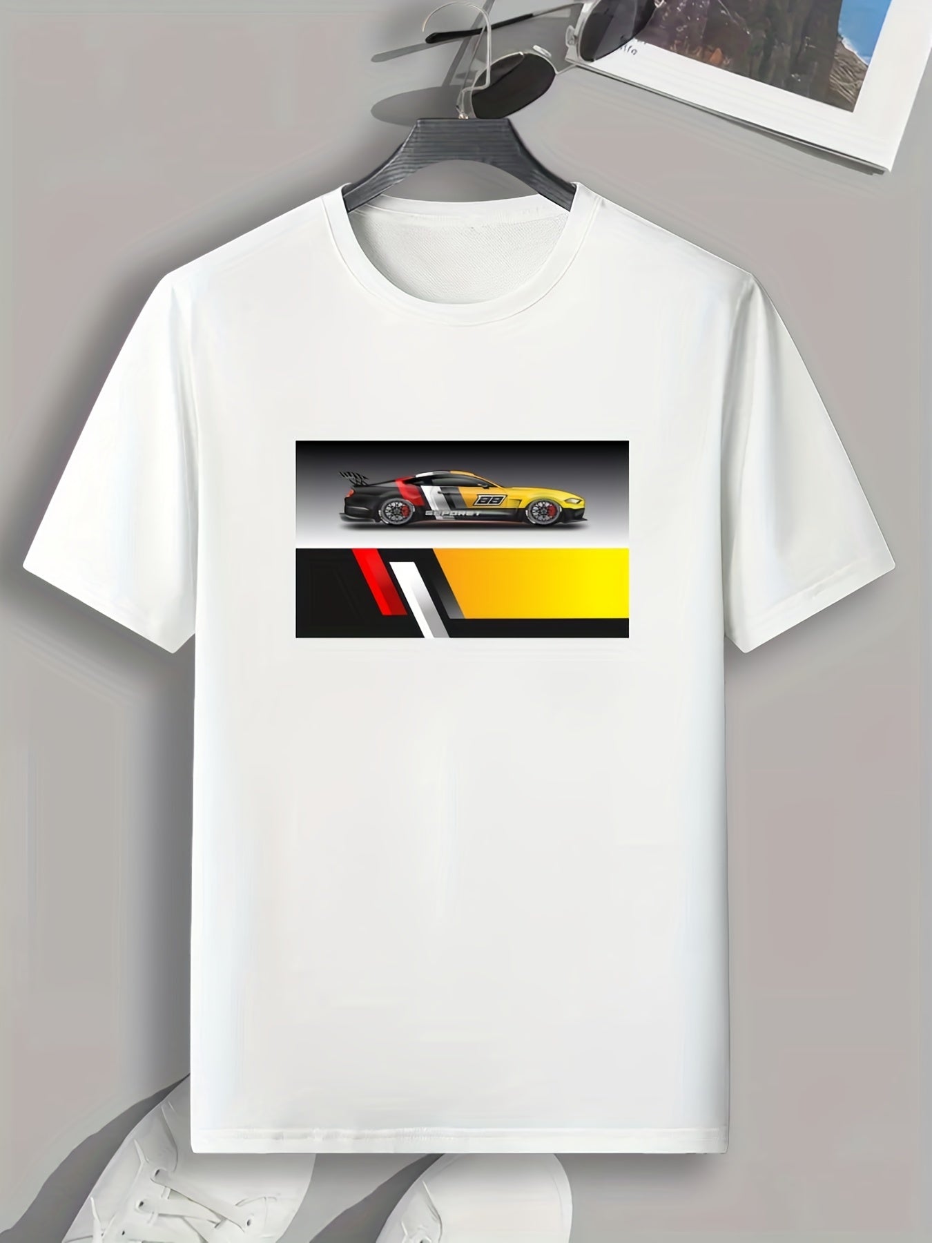 Men's Sportscar Print Comfy T-shirt Active Tee