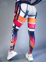 Women's High Waist Block Printed Yoga Leggings