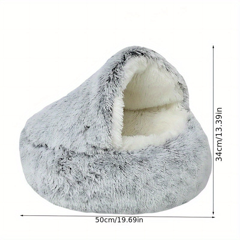 Plush Hooded Cat Bed Cave Comfortable Pet Nest Indoor Cats Small Dog Beds