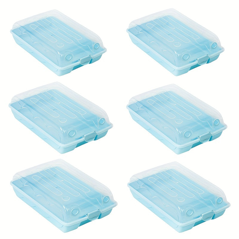 6pcs Plastic Shoe Boxes With Door Storage Organizer