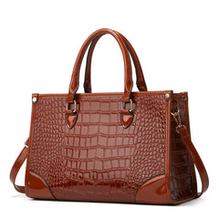 Crocodile Pattern Tote Bag Solid Handbag Classic Satchel Work Women's Bag