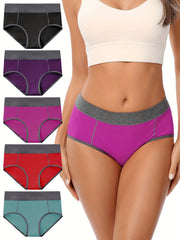 5 Pack Plus Size Panties Set Women's Plus Comfort Solid Full Cover